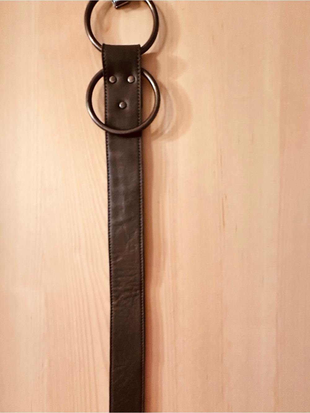 Men's Black Double-Ring Leather Belt